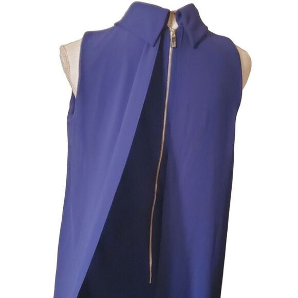 Vince Camuto Dress Blue Chiffon Trapeze Swing Cocktail Dress Size 4 - Picture 6 of 9